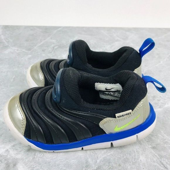 Nike Dynamo Free Volt TD‎ Toddler Size 9C Shoes Black Blue Sneakers 343938-012 - Picture 4 of 9